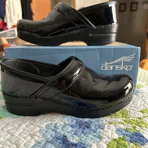 Dansko Black Patent Leather Slip-On Clog